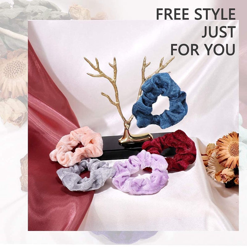 Cehomi 75 Pcs Velvet Hair Scrunchies Hair Bands for Women or Girls,Elastic Soft Ponytail Holder Hair Ties for Birthday, Party, Thanksgiving, Christmas, Multicolor - Image 4